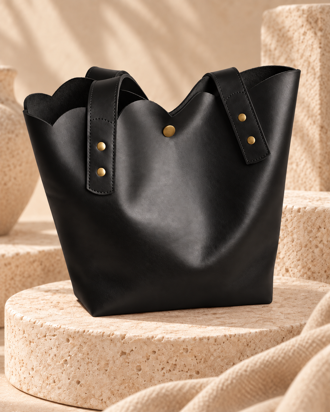Scallop Tote - Black